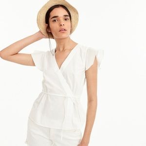 NWT J.Crew Poplin Flutter Sleeve Wrap Top